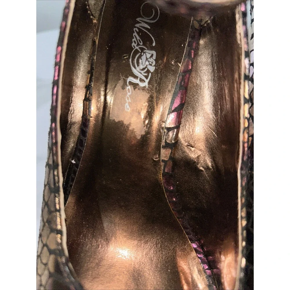 Tony‎ Bowls Platform Stiletto Heels Wild Rose Metallic Snakeskin Size 7